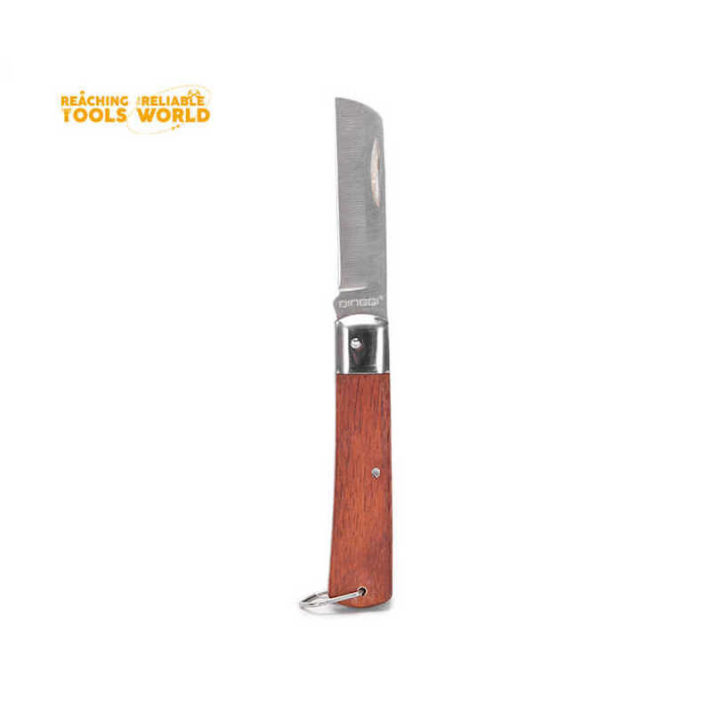 Picture of Dingqi Electrician Pocket Cutter Blade Hot Sale Professional Stainless Steel Blade Wooden Handle Folding Wood Slide Open Quick-change-63106 (Maroon)