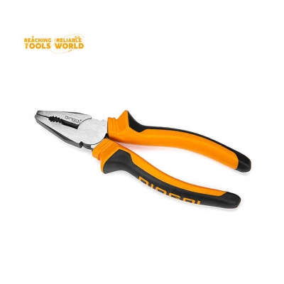 Picture of DINGQI Good Quality Combination Pliers 8"inch Pliers With Rubber Handles Slip Joint Combination Pliers-21108 (Yellow)