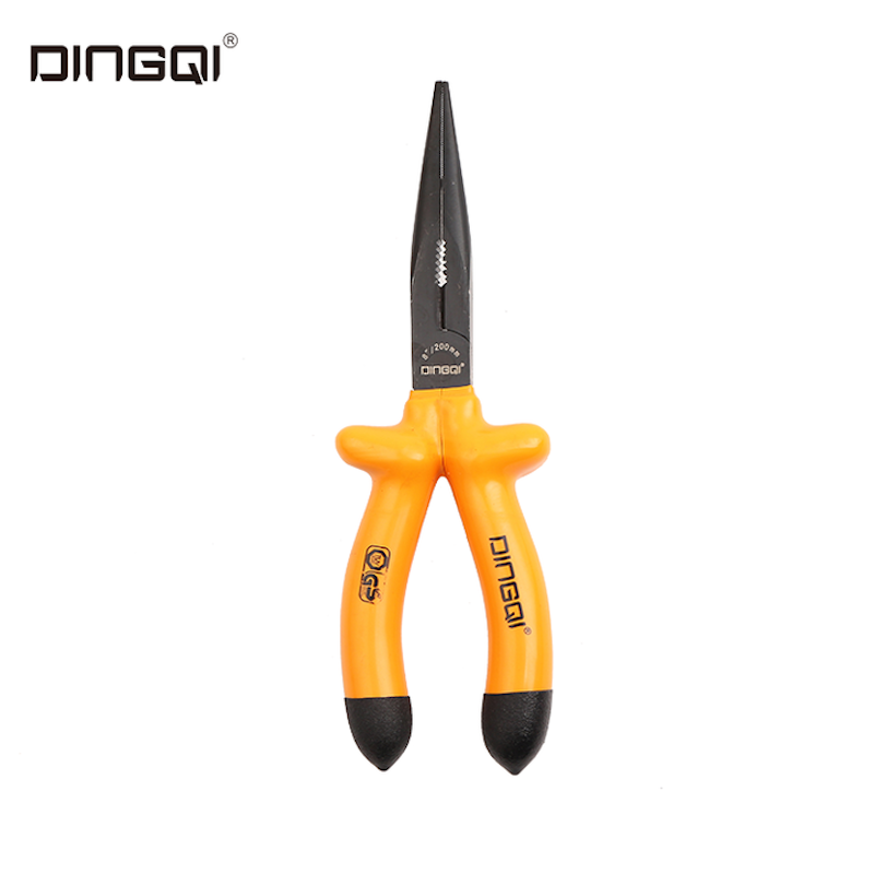 Picture of DINGQI High Quality 6 Inch Insulation Side Cutter Entering Flat Bit Pliers for Polishing-23006 (Orange)