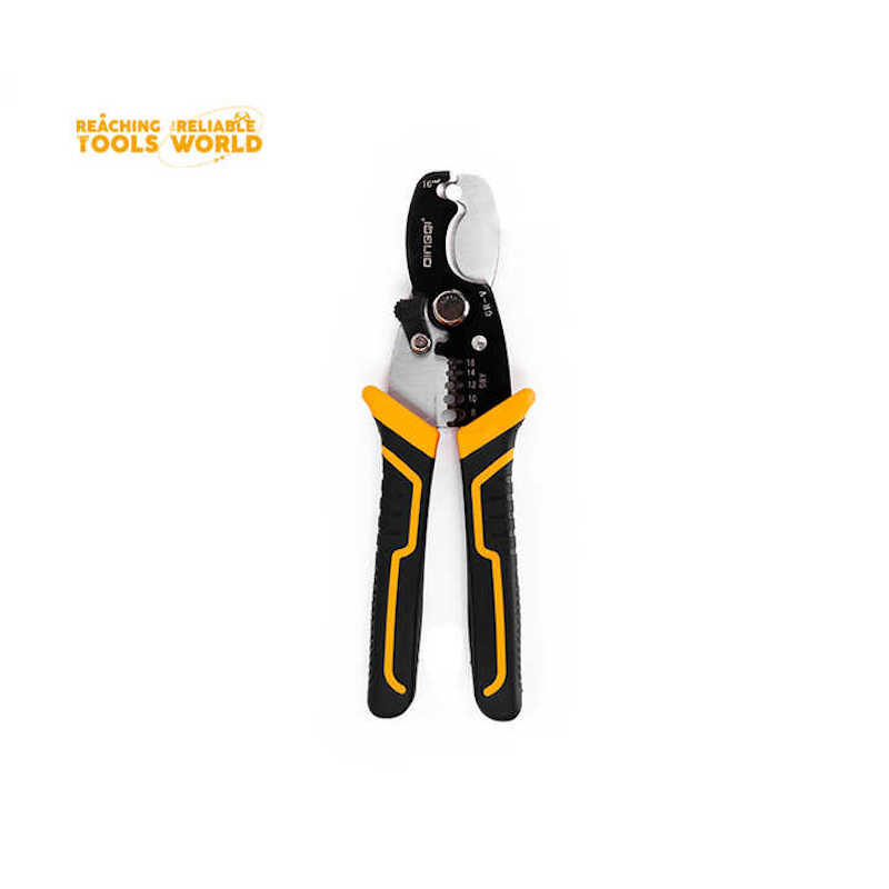Picture of DINGQI 8 Inch Cable Wire Stripper Plier Tool TPR Handle Hand Wire Stripper-67003 (Black)