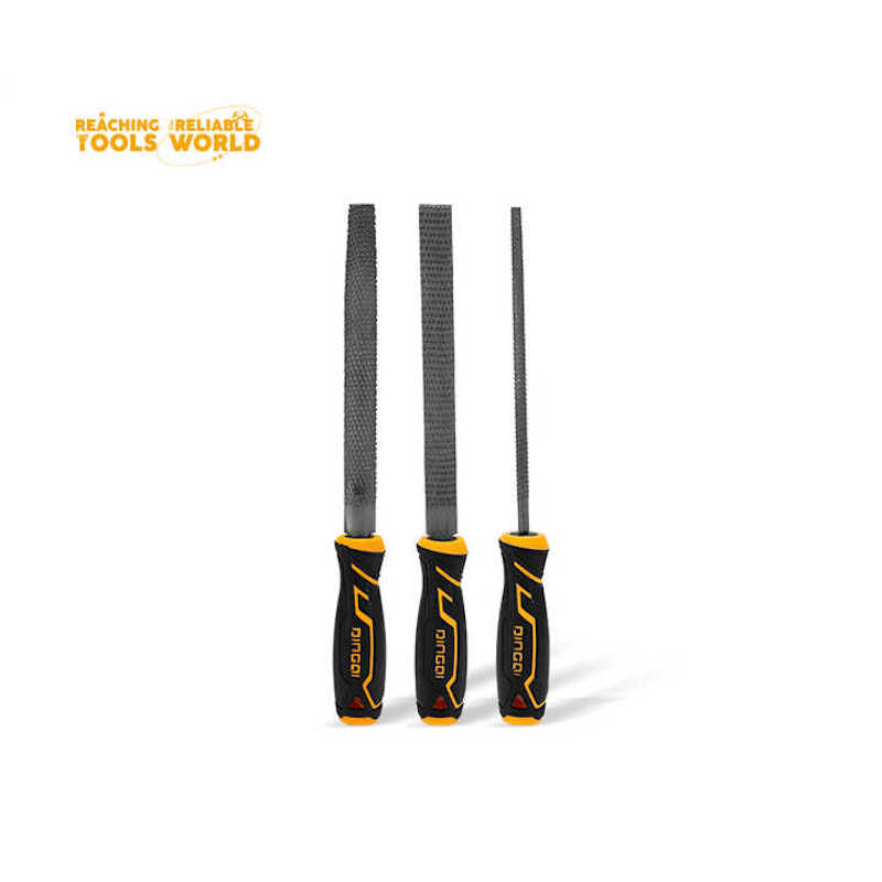 Picture of DINGQI 8 Inch Wood Rasp File 3 Pcs Round Half Round Flat Wood Rasp Set-64010 (Black)