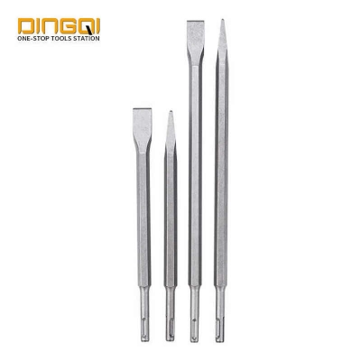 Picture of DINGQI 2pcs (+)(-) Hammer Chisel High Quality Accurate Efficient Electric Hammer Drill Chisel Carving Chisel Woodworking Metalworking Steel- 137211-137231 (Silver)