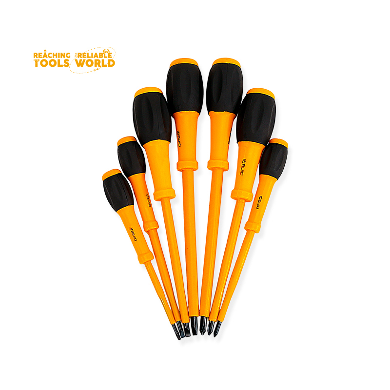 Picture of DINGQI 7PCS Insulated Screwdriver Set – Model 68007 – Professional Electrical Hand Tool Kit (Yellow)
