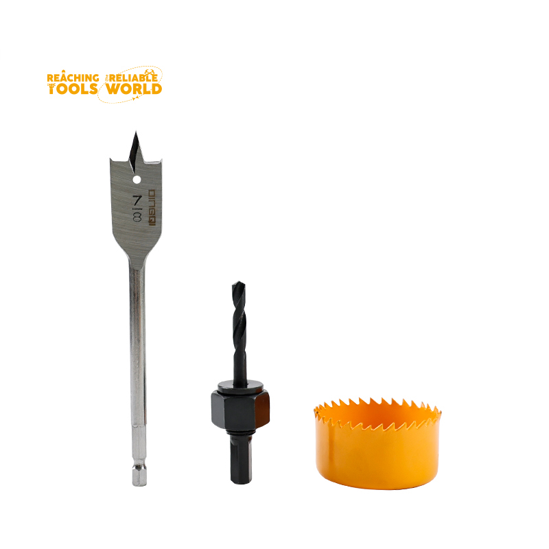 Picture of DINGQI 3pcs Flat Wood Drill Bit Set for Woodworking Carbide Tipped Hole Saw-MF02003 (Yellow)