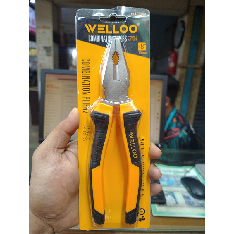 Picture of 🔧 WELLOO 8-Inch Combination Pliers | Heavy Duty Multi-Purpose Hand Tool – HCP18200 (Yellow)