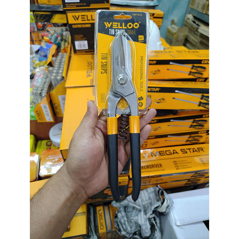 Picture of WELLOO 10" Tin Cutter / Steel Cutter / Tin Snips Pliers TSP1510 🛠️✂️ (Yellow)