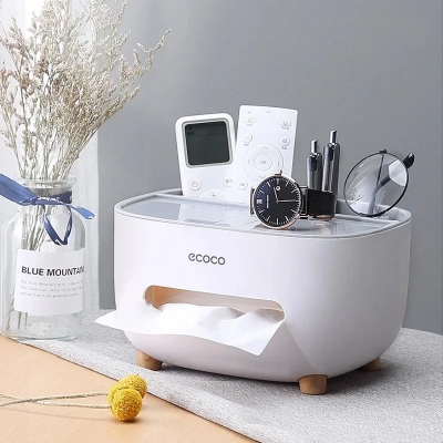 Picture of Smart Tissue Box Organizer – Multi-Compartment Desk Organizer with Built-in Phone Stand