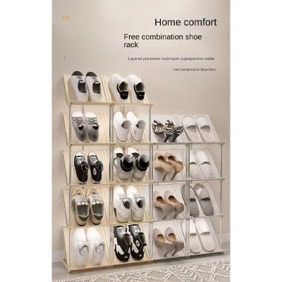 Picture of 5 Layer Vertical Shoe Rack Space Saving Cabinet With Strong Load Bearing Stainless Steel Stand(White)