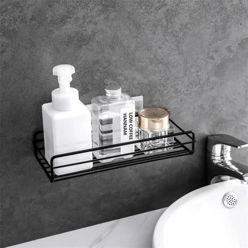 Picture of Iron Frame Punch Free Storage Organizer Shelf Shower Free Mounted Caddy Rack (2pcs Set)