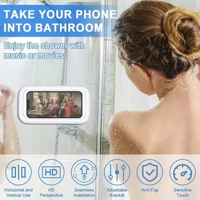 Picture of Waterproof Shower Phone Holder 360° Rotation Angle Adjustable Telescoping Wall Mount Phone Holder for Bathroom Kitchen Bracket Stand