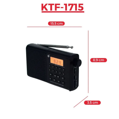Picture of KTF-1715 Bluetooth, TF Card & FM/MW/SW 3 Bands Radio & Clock Supported Digital Display Speaker