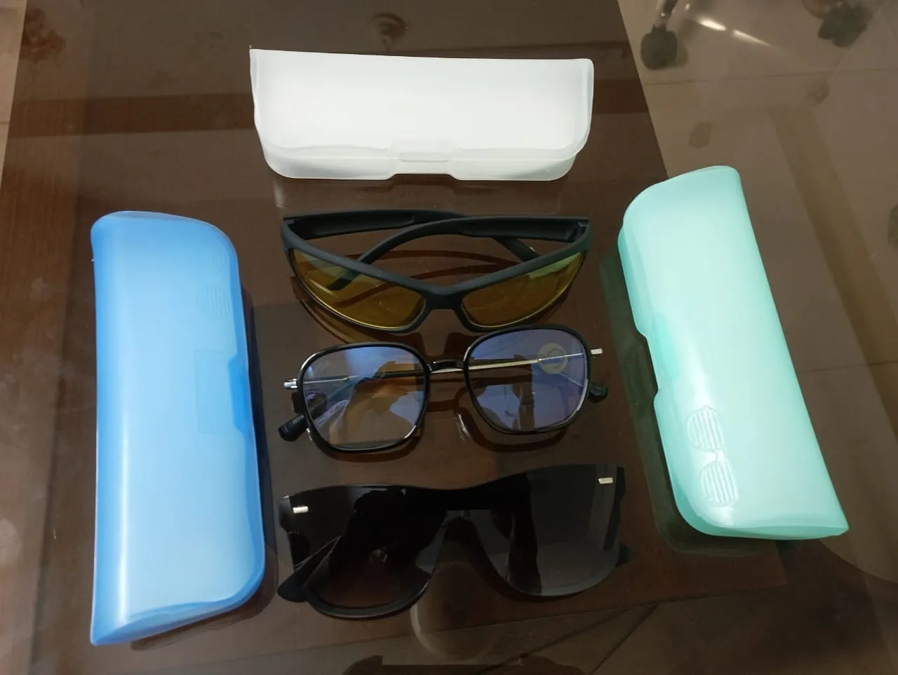 Picture of 3 Glasses Combo Package - Stylish White Glasses & Black Glasses & Night Vision Sunglasses - 3 in One