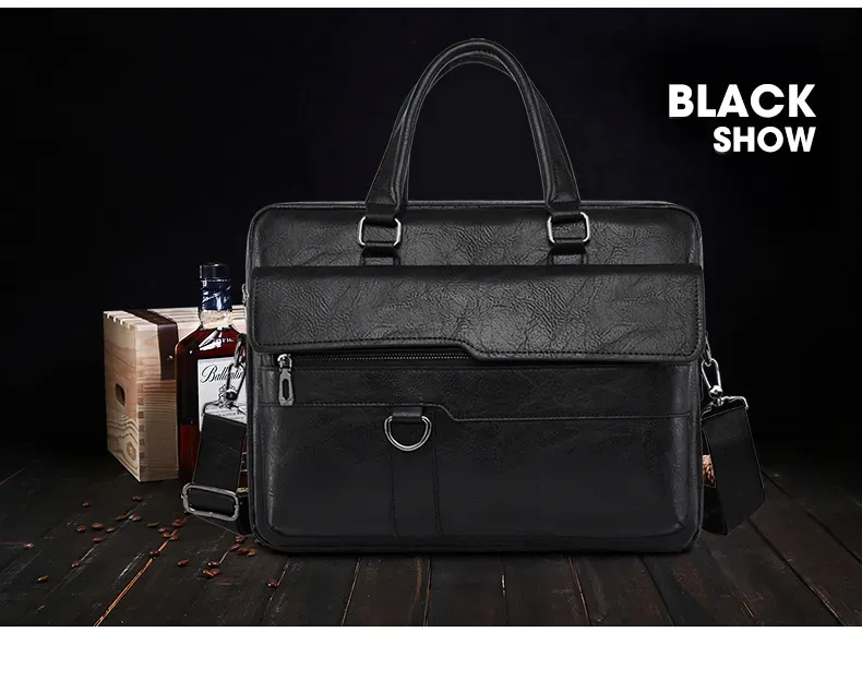 Picture of Amsburg Laptop Leather Bag(Black)