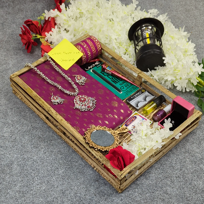 Picture of Premium Half Silk Jamdani Saree Combo Set - Purple