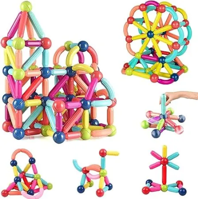 Picture of Big Size Magnetic Building Blocks Kid Toy Set Montessori Educational Magnetic Stick Building Bricks Construction Funny Toy Gift