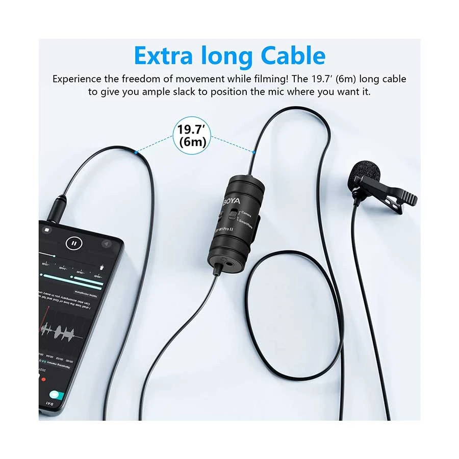 Picture of BOYA BY-M1 Pro II Universal Lavalier Microphone- No Need Batteries