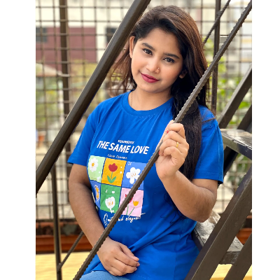 Picture of DTF Printed ladies T shirt | Half Sleeve Plain | Regular Fit Ladies T Shirt for Women & Girls |