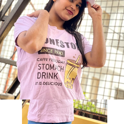 Picture of DTF Printed ladies T shirt | Half Sleeve Plain | Regular Fit Ladies T Shirt for Women & Girls |