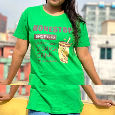 Picture of DTF Printed ladies T shirt | Half Sleeve Plain | Regular Fit Ladies T Shirt for Women & Girls |