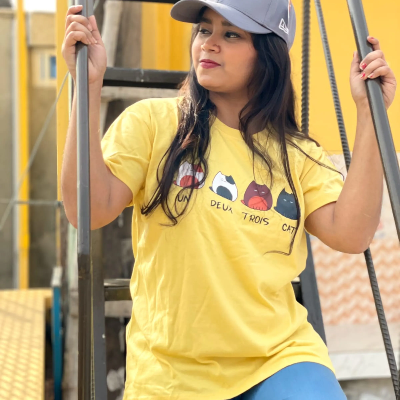 Picture of DTF Printed ladies T shirt | Half Sleeve Plain | Regular Fit Ladies T Shirt for Women & Girls |