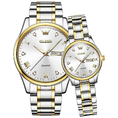 Picture of Olevs 5563 Couple Watch tow tone chain (white dial)