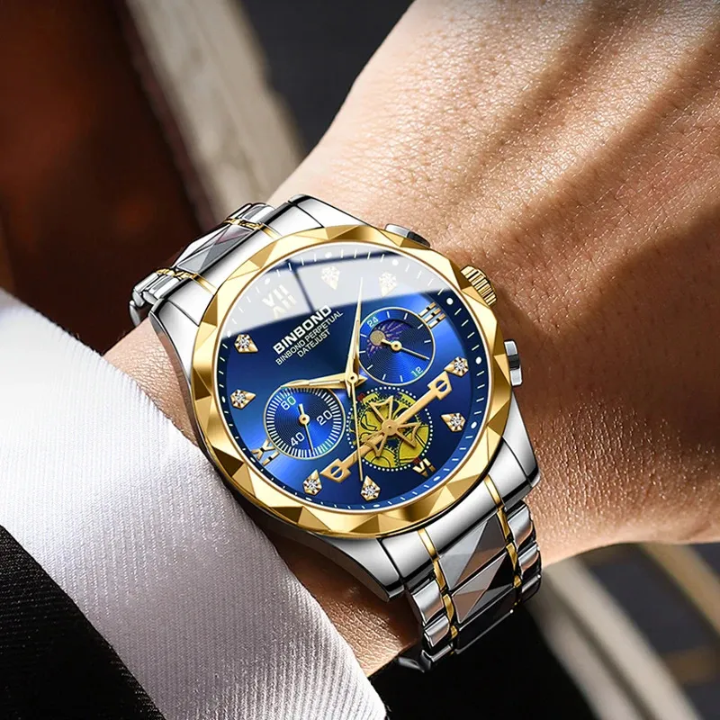 Picture of BINBOND B1236 Brand Fashion Tourbillon Dial Quartz Watches Men’s Luxury Stainless Steel