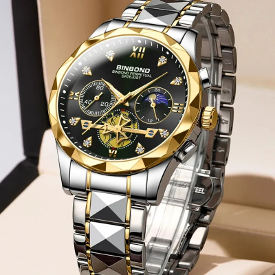 Picture of BINBOND B1236 Brand Fashion Tourbillon Dial Quartz Watches Men’s Luxury Stainless Steel