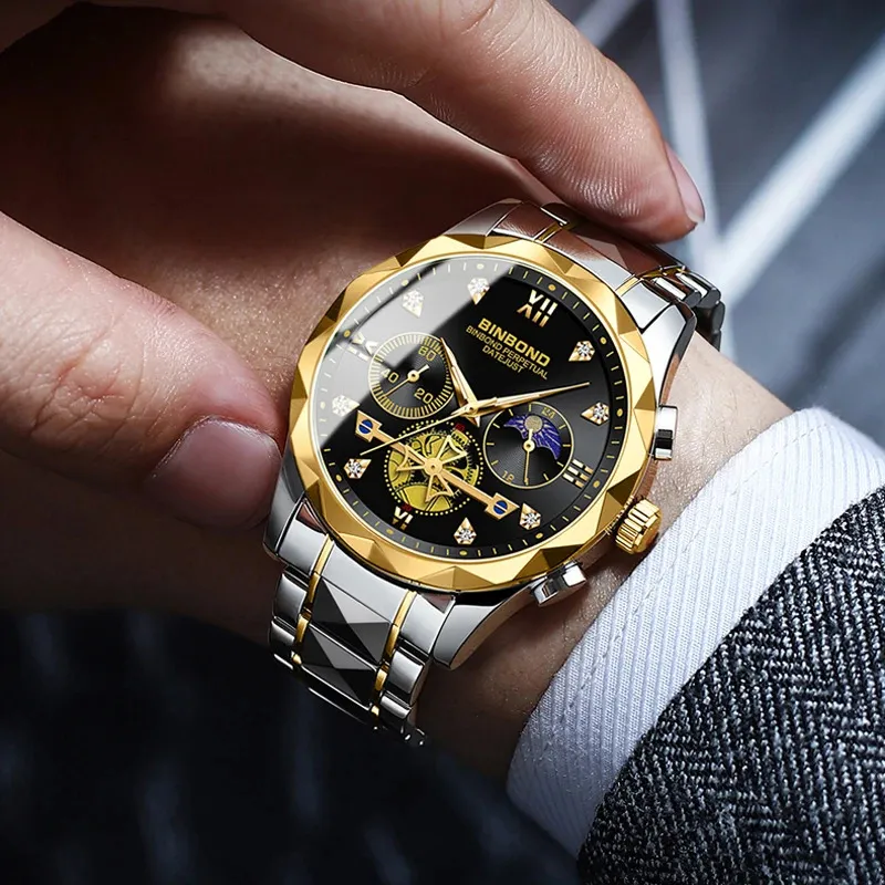 Picture of BINBOND B1236 Brand Fashion Tourbillon Dial Quartz Watches Men’s Luxury Stainless Steel