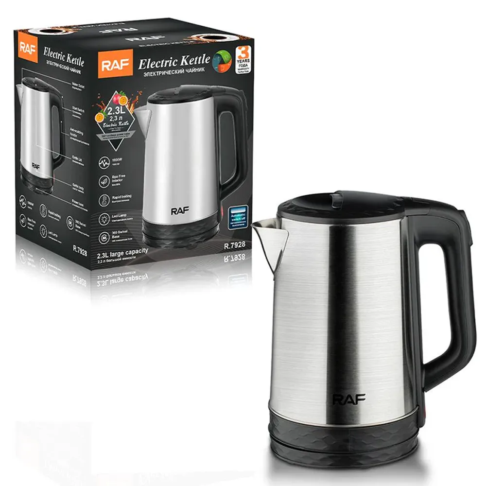 Picture of RAF R-7928 Steel Water Heater Electric Kettle - 2.3 Liter - Silver