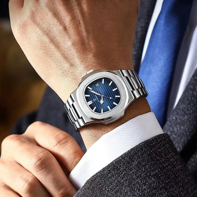 Picture of Poedagar 613 Luxury Stainless Steel Strap Watch (Blue Dial)