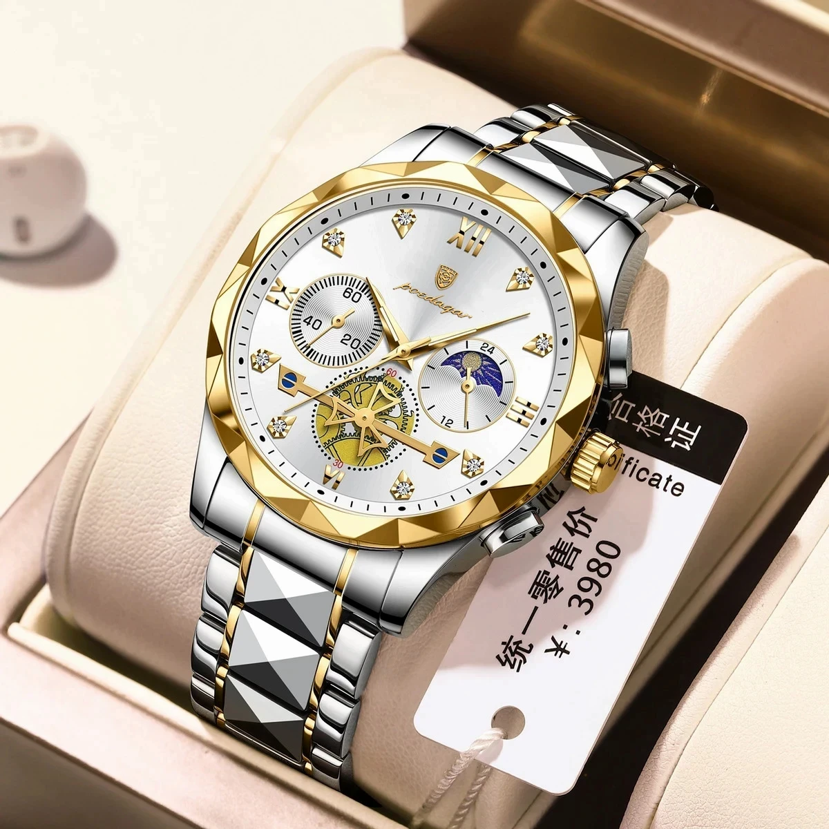 Picture of POEDAGAR 996 Luxury Man Luminous Chronograph Watch for Men Stainless Steel Men's Quartz Watches