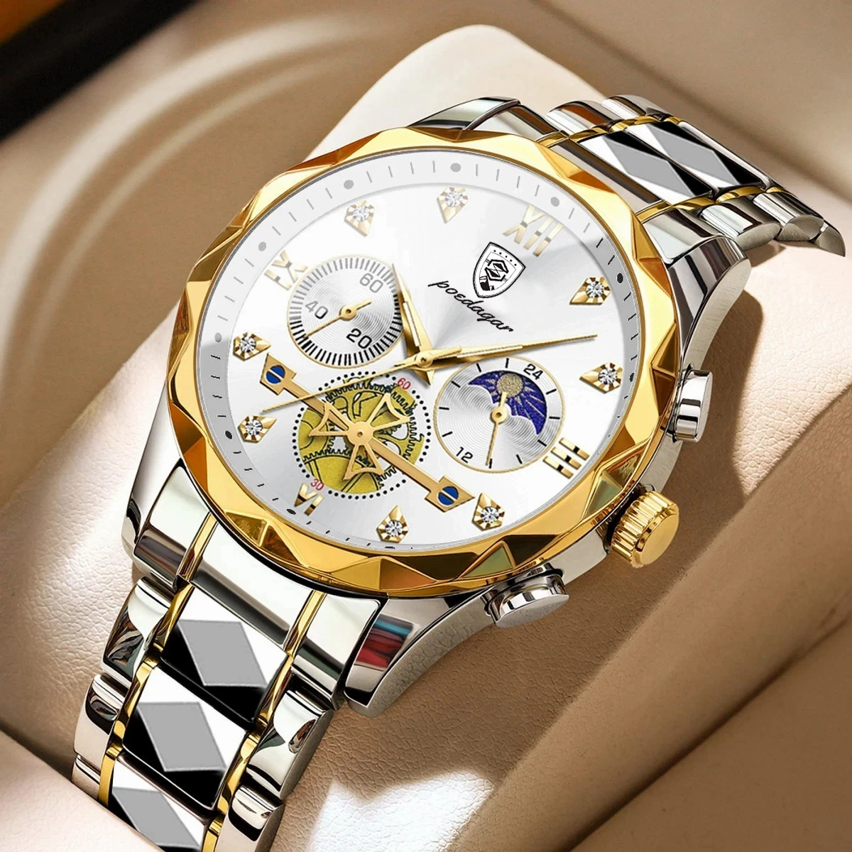 Picture of POEDAGAR 996 Luxury Man Luminous Chronograph Watch for Men Stainless Steel Men's Quartz Watches