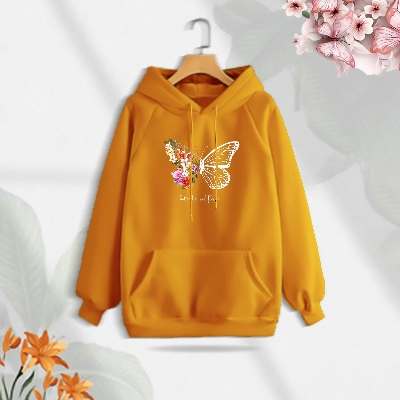 Picture of Premium Comfortable (Butterflies & Flowers) Ladies winter hoodie