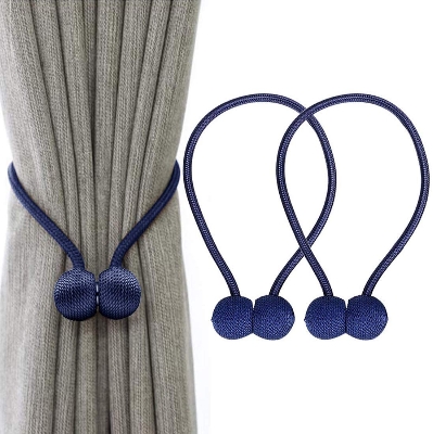 Picture of 2 PCS Magnetic Curtain Buckle Magnetic Curtain Tiebacks Convenient Drape Tie European Style Decorative Weave Rope Curtain Rings & Buckles Holder for Window Sheer Blackout Draperies