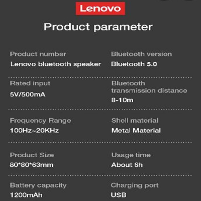 Picture of Lenovo K3 Bluetooth Speaker Power Full Bass- Portable Black