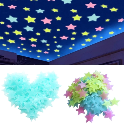Picture of 20 Pcs Luminous Star Stickers Halloween Decorations for Home 3cm Glow In The Dark Multicolor