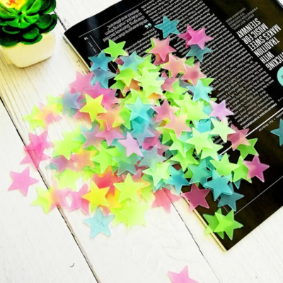 Picture of 20 Pcs Luminous Star Stickers Halloween Decorations for Home 3cm Glow In The Dark Multicolor