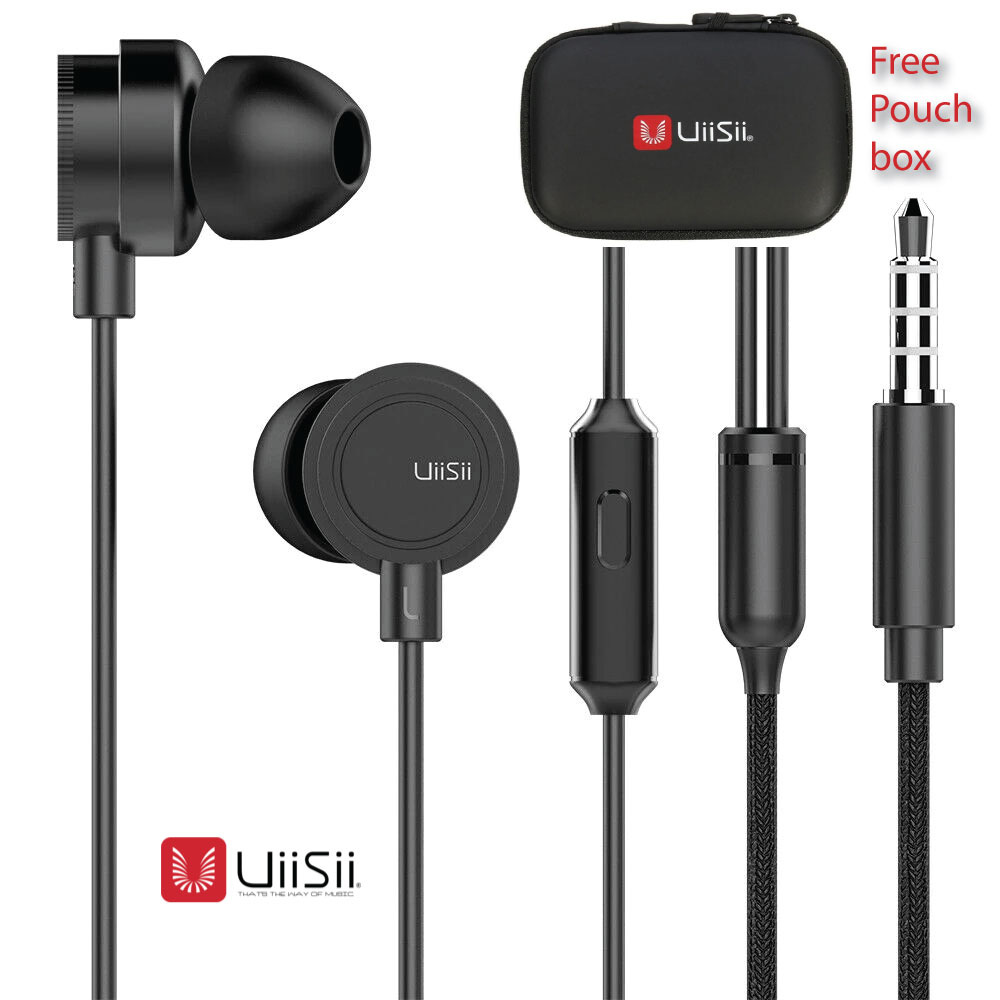 Picture of UiiSii HM 13 In-Ear Earphone (With Pouch) | UiiSii HM13 Wired Noise Cancelling Dynamic Heavy Bass Music Metal In-ear with Mic Earphone UiiSii HM13 Black