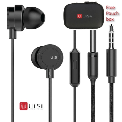 Picture of UiiSii HM 13 In-Ear Earphone (With Pouch) | UiiSii HM13 Wired Noise Cancelling Dynamic Heavy Bass Music Metal In-ear with Mic Earphone UiiSii HM13 Black