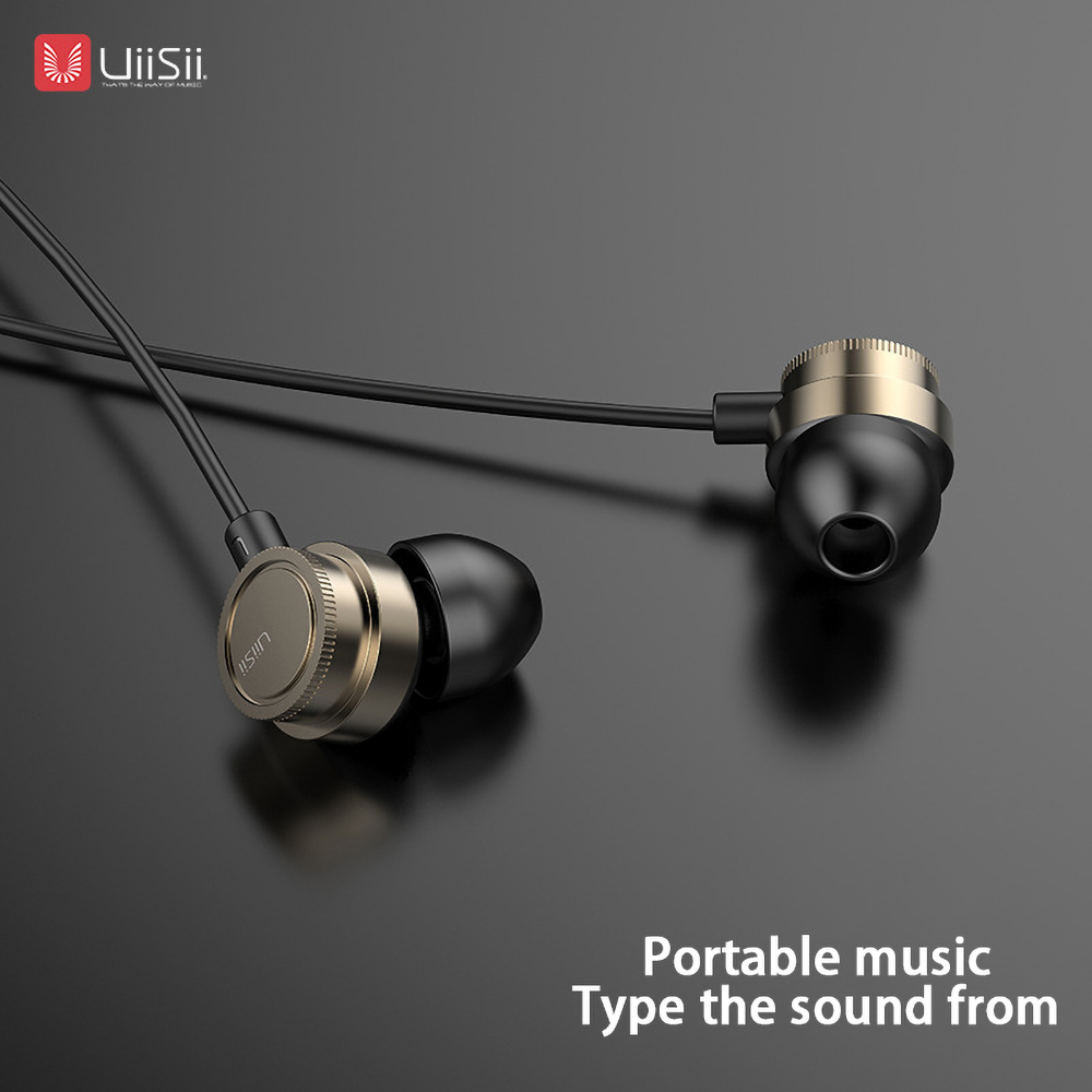 Picture of UiiSii HM 13 In-Ear Earphone (With Pouch) | UiiSii HM13 Wired Noise Cancelling Dynamic Heavy Bass Music Metal In-ear with Mic Earphone UiiSii HM13 Black