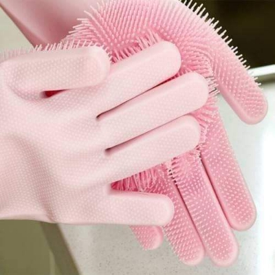 Picture of Silicone Dish Washing Kitchen Hand Gloves 1 pairs (2 pcs)