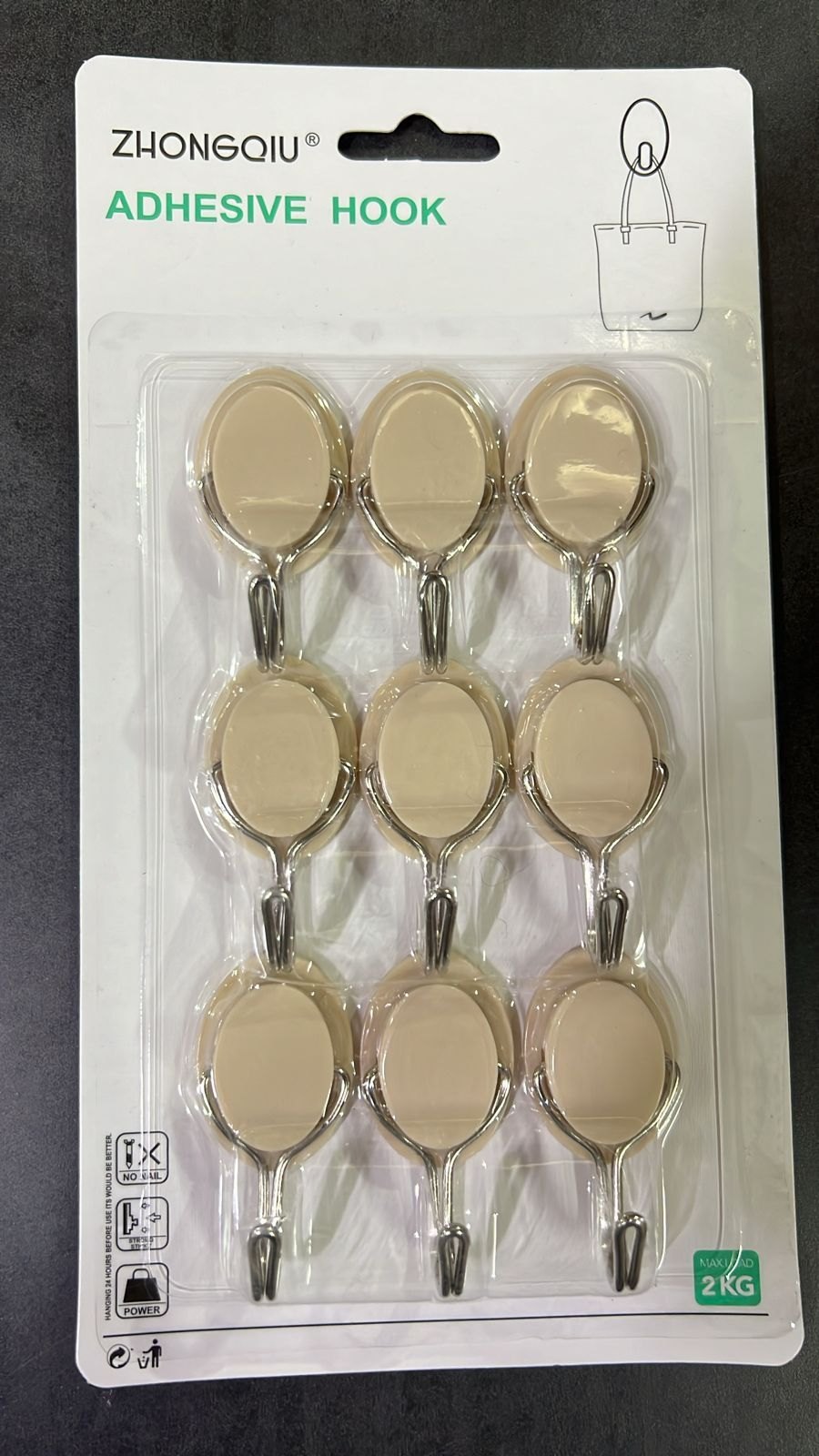 Picture of 9 pcs Wall Hook Hanger Plastic Wall Hook for kitchen Magic Wall Hook Clip Transparent Strong Self Adhesive Door Wall Hangers Hooks