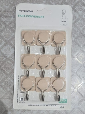 Picture of 9 pcs Wall Hook Hanger Plastic Wall Hook for kitchen Magic Wall Hook Clip Transparent Strong Self Adhesive Door Wall Hangers Hooks