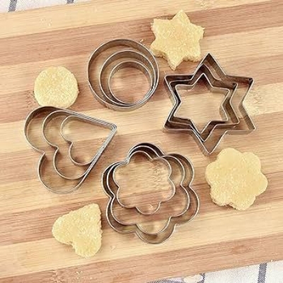 Picture of 12 Piece Set Stainless Steel Pastry Cookie Biscuit Cutter Cake Muffin Decor Mold Multi functional Tool