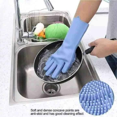 Picture of 2 Pcs Silicon Dish Washing Kitchen Hand Gloves (Various Colors) - Hand Gloves