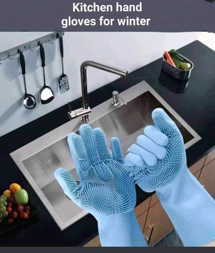 Picture of 2 Pcs Silicon Dish Washing Kitchen Hand Gloves (Various Colors) - Hand Gloves