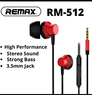 Picture of REMAX RM 512 High Performance Wired In Ear Earphone Stereo with Mic 3.5mm Jack With Free gift