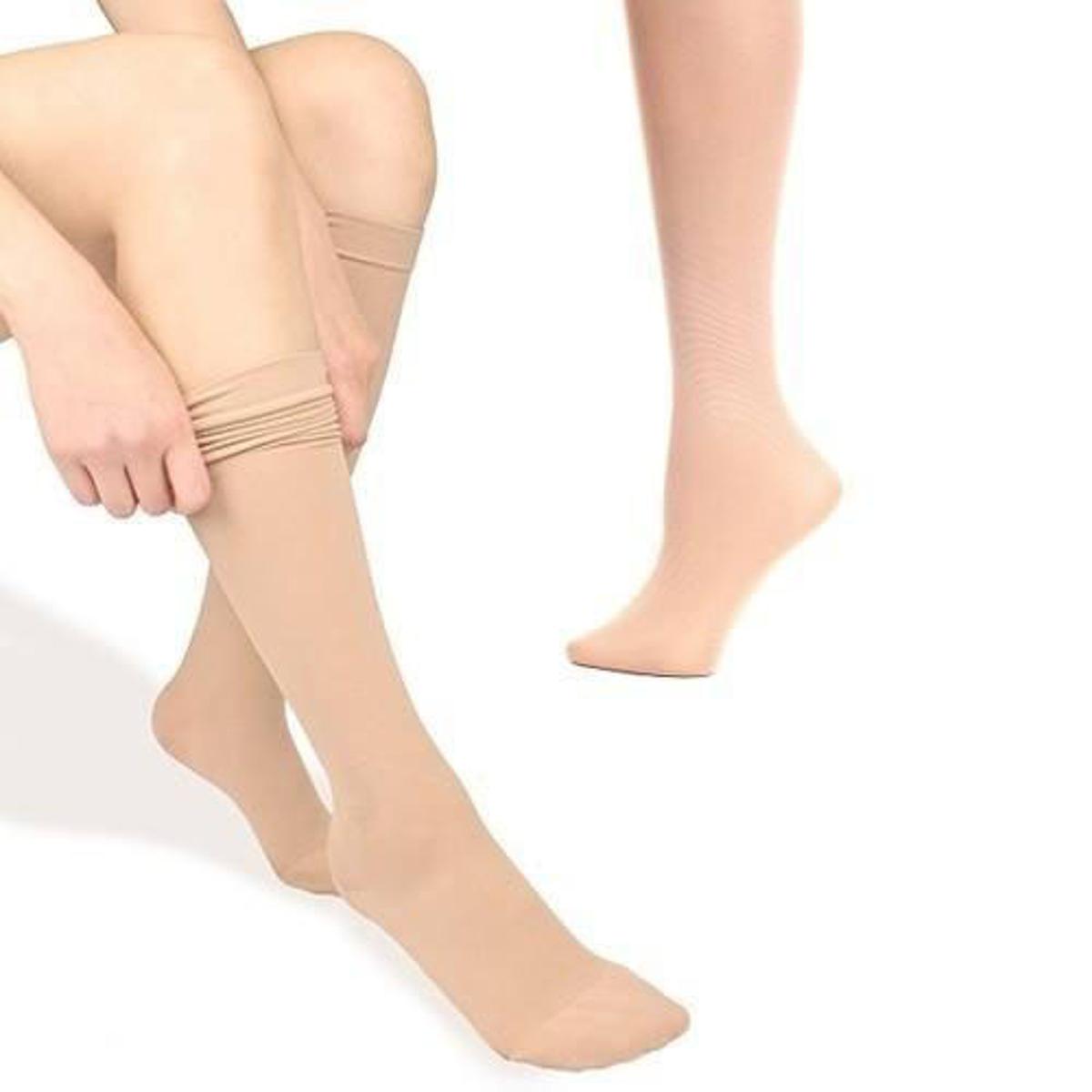 Picture of Stylish Ladies/Ladies/Girls Leg Socks Skin Color / Black Color 1 Pair
