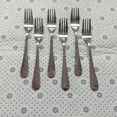 Picture of 12 Pieces Stainless Steel Spoon Set High Quality 6 pcs Tea and 6 pcs Fork Spoon  6 Inch