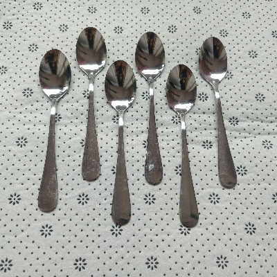 Picture of 12 Pieces Stainless Steel Spoon Set High Quality 6 pcs Tea and 6 pcs Fork Spoon  6 Inch